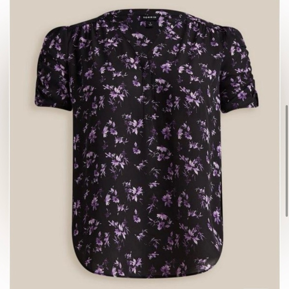 Torrid Harper Georgette Ruched Short Sleeve Blouse